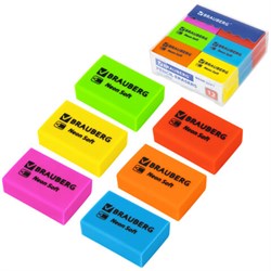 Ластики BRAUBERG NEON SOFT НАБОР 12 штук, размер ластика 31х20х10 мм, экологичный ПВХ, 271339 - фото 16563602