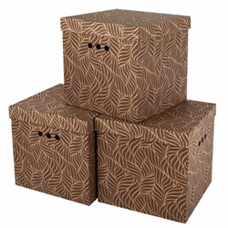 Короб для хранения из плотного микрогофрокартона 315х315х315 мм, КОМПЛЕКТ 3 шт., BRAUBERG HOME "Узор", 271820 - фото 16563655