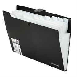 Папка-органайзер на кнопке 12 отделений, BRAUBERG "Extra", А4, черная с белым, 271930 - фото 16563669