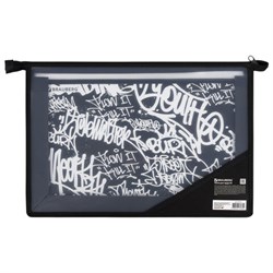 Папка для труда BRAUBERG А4, 2 отделения, пластик, молния сверху, органайзер, "Graffiti", 272215 - фото 16563712
