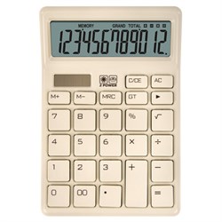 Калькулятор настольный BRAUBERG CH-12-BG (153х103 мм), 12 разрядов, двойное питание, бежевый, 272960 - фото 16563849