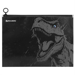 Папка для тетрадей BRAUBERG А4, 1 отделение, пластик, на zip-lock молнии, "Scary dino", 273321 - фото 16563940
