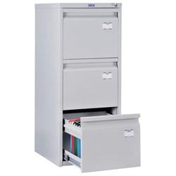 Шкаф картотечный ПРАКТИК "A-43", 995х408х485 мм, 3 ящика для 126 подвесных папок, формат папок A4 (БЕЗ ПАПОК) - фото 16564179