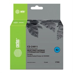 Картридж струйный CACTUS (CS-C4911) для плоттеров HP DesignJet 500/510/800, голубой - фото 16564791
