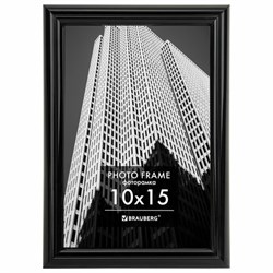 Рамка 10х15 см небьющаяся, багет 14 мм, пластик, BRAUBERG "Original", черная, 391227 - фото 16565621