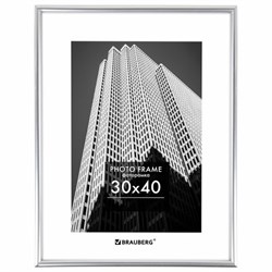 Рамка 30х40 см небьющаяся, багет 12 мм, пластик, BRAUBERG "Original", серебристая, 391232 - фото 16565626
