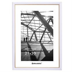 Рамка 21х30 см небьющаяся, багет 14,6 мм, пластик, BRAUBERG "Original Line", белая/золото, 391236 - фото 16565630