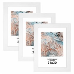 Рамка 21х30 см небьющаяся, КОМПЛЕКТ 3 шт., багет 29 мм, МДФ, BRAUBERG "Basic", белая, 391260 - фото 16565649