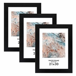 Рамка 21х30 см небьющаяся, КОМПЛЕКТ 3 шт., багет 29 мм, МДФ, BRAUBERG "Basic", черная, 391261 - фото 16565650
