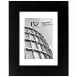 Рамка 15х21 см с паспарту 10х15 см небьющаяся, багет 40 мм, МДФ, BRAUBERG "Malcolm", черная, 391268 - фото 16565655