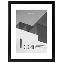 Рамка 30х40 см с паспарту 21х30 см небьющаяся, багет 20 мм, пластик, BRAUBERG "New Age", черная, 391277 - фото 16565664