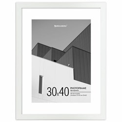 Рамка 30х40 см с паспарту 21х30 см небьющаяся, багет 20 мм, пластик, BRAUBERG "New Age", белая, 391278 - фото 16565665