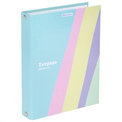 Тетрадь на кольцах А5 175х215 мм, 120 л., твердый картон, клетка, BRAUBERG, кросс-серия PASTEL, 405198 - фото 16565789