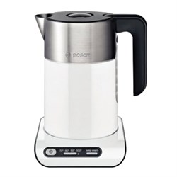 Чайник BOSCH TWK8611P, 1,5 л, 2400 Вт, закрытый нагревательный элемент, нержавеющая сталь, белый - фото 16565841