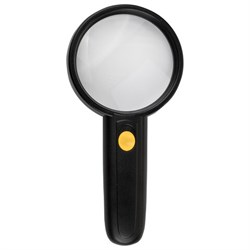 Лупа просмотровая BRAUBERG, С ПОДСВЕТКОЙ, диаметр 75 мм, увеличение 3, корпус черный, 454130 - фото 16565859