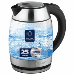 Чайник SCARLETT SC-EK27G94, 1,7 л, 2200 Вт, закрытый нагревательный элемент, стекло, черный - фото 16565898