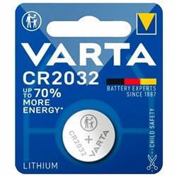 Батарейка литиевая VARTA ELECTRONICS CR2032 "таблетка, дисковая, кнопочная" 1 шт., блистер, 6032101401 - фото 16566149