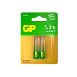 Батарейки КОМПЛЕКТ 2 шт., GP Ultra G-Tech, AA (LR6,15А), алкалиновые, пальчиковые, 15AUA21-2CRSBC2 - фото 16566182