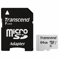 Карта памяти microSDXC 64 GB TRANSCEND UHS-I U1, 95 Мб/сек (class 10), адаптер, TS64GUSD300S-A - фото 16566300