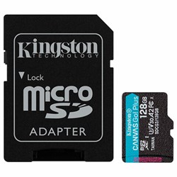 Карта памяти microSDXC 128 GB KINGSTON Canvas Go Plus, UHS-I U3, 170 Мб/с (class 10), с адаптером, SDCG3/128Gb - фото 16566397