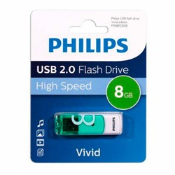 Флеш-диск 8GB PHILIPS VIVID, разъем USB 2.0, зеленый, FM08FD05B/97 - фото 16566408
