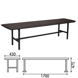 Банкетка без спинки "Берта", 1700х430х475 мм, усиленная, черный каркас, кожзаменитель черный, разборная, БМ 4 К-01 - фото 16566446