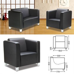 Кресло мягкое "Милано", 810х840х770 мм, c подлокотниками, экокожа, черное - фото 16566450