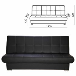 Диван мягкий раскладной "Модесто", 1900х900х820 мм, экокожа, черный - фото 16566474