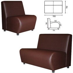 Диван мягкий двухместный "Клауд", "V-600", 1100х750х780 мм, без подлокотников, экокожа, коричневый - фото 16566483