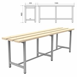 Скамья деревянная на металлокаркасе "СТ 3", 1500х350х460 мм, регулируемые опоры, каркас металлический серый, сиденье дерево - фото 16566640