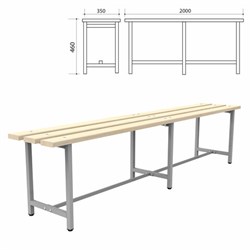 Скамья деревянная на металлокаркасе "СТ 4", 2000х350х460 мм, регулируемые опоры, каркас металлический серый, сиденье дерево - фото 16566641
