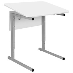 Стол-парта 1-местный, регулируемый угол, СУТ.54-01, 600х500х520-640 мм, рост 2-4, серый каркас, ЛДСП белая - фото 16566687