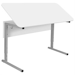 Стол-парта 2-местный, регулируемый угол, СУТ.55-01, 1200х500х640-780 мм, рост 4-6, серый каркас, ЛДСП белая - фото 16566691