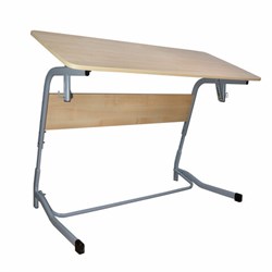 Стол-парта 2-местный, регулируемый угол, "Олимп", 1200х500х520-640 мм, рост 2-4, серый каркас, ЛДСП клён - фото 16566700