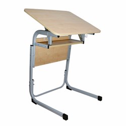 Стол-парта 1-местный, регулируемый угол, "Атлант", 600х500х520-640 мм, рост 2-4, серый каркас, ЛДСП клён - фото 16566704