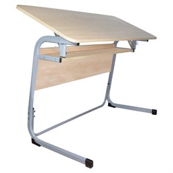 Стол-парта 2-местный, регулируемый угол, "Атлант", 1200х500х520-640 мм, рост 2-4, серый каркас, ЛДСП клён - фото 16566708