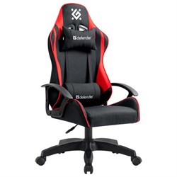 Кресло компьютерное DEFENDER "Kraken", 2 подушки, ткань, черное/красное, 64677 - фото 16566801