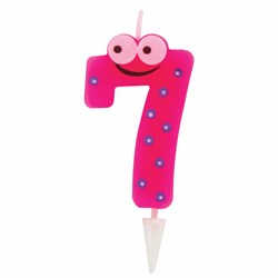 Свеча-цифра для торта "7" "С глазками", 6 см, ЗОЛОТАЯ СКАЗКА, с держателем, в блистере, 591410 - фото 16566850