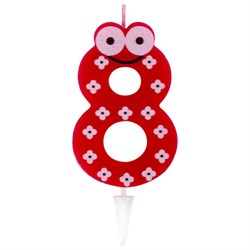 Свеча-цифра для торта "8" "С глазками", 6 см, ЗОЛОТАЯ СКАЗКА, с держателем, в блистере, 591411 - фото 16566851