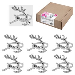 Кольца для салфеток новогодние, КОМПЛЕКТ 6 шт., 5,5 см, "Олени", серебристые, ЗОЛОТАЯ СКАЗКА, 592488 - фото 16566974