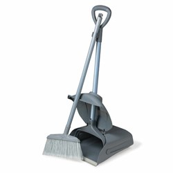 Совок для мусора + щетка, закрывающаяся крышка, рукоятки 94 см, серый, LAIMA PROFESSIONAL, 601508 - фото 16567081