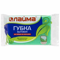 Губка для посуды 12х8,6х4,8 см, 1 шт., MEGA, поролон с абразивным слоем, профильная, кафель/уборка/посуда, LAIMA К1013, 601556 - фото 16567090