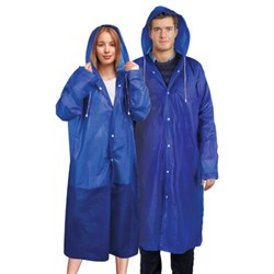 Дождевик плащ синий на кнопках, EVA, многоразовый прочный, чехол в комплекте, универсальный размер, SHAMAANI (ШАМААНИ), 610931 - фото 16567805