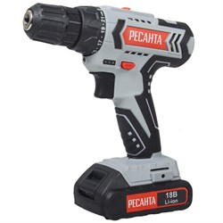 Дрель-шуруповерт аккумуляторная, 18 В, 1400 об/мин, 2 аккуммулятора, 2 Ач, РЕСАНТА ДА-18-2ЛК 75/14/5 - фото 16568783