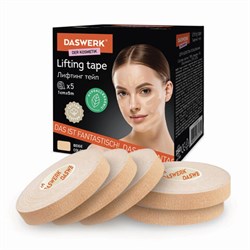 Кинезиотейп/лента для лица, лифтинг эффект, 1 см х 5 м, КОМПЛЕКТ, 5 рулонов, бежевый, DASWERK (ДАСВЕРК), 680009 - фото 16568828