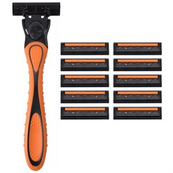 Бритвенный станок многоразовый мужcкой, 3 лезвия, 11 кассет, оранжевый, X-ONE (ИКС-УАН), 700023 - фото 16568864