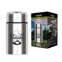 Термос 0,8 л для еды/напитков с широким горлом, нержавеющая сталь SUS304, TAIGARU (ТАЙГАРУ) FOOD, серебристый, 700325 - фото 16568896