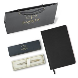Ручка шариковая PARKER "Jotter Core Stainless Steel GT", ежедневник А5 черный, пакет, 880886 - фото 16569064