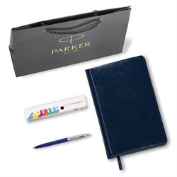 Ручка шариковая PARKER "Jotter Plastic CT", корпус синий, ежедневник А5 синий, пакет, 880896 - фото 16569074