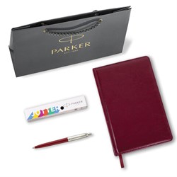 Ручка шариковая PARKER "Jotter Plastic CT", корпус красный, ежедневник А5 красный, пакет, 880897 - фото 16569075